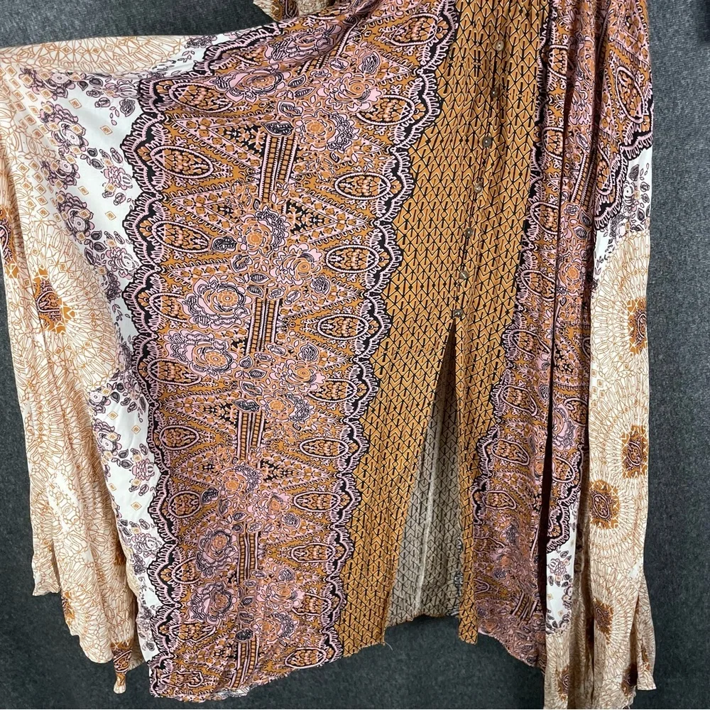 Free People L Mexicali Rose Maxi Dress Boho Peasant Featival Whimsi Renaissance - Picture 7 of 14